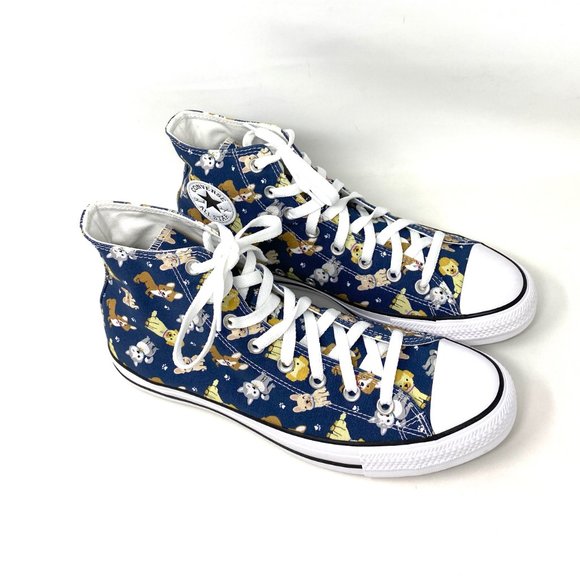 💖MEGA SALE💖Converse CTAS HI Puppy Party White Dark Blue Shoe High Men A02379C - Picture 7 of 9